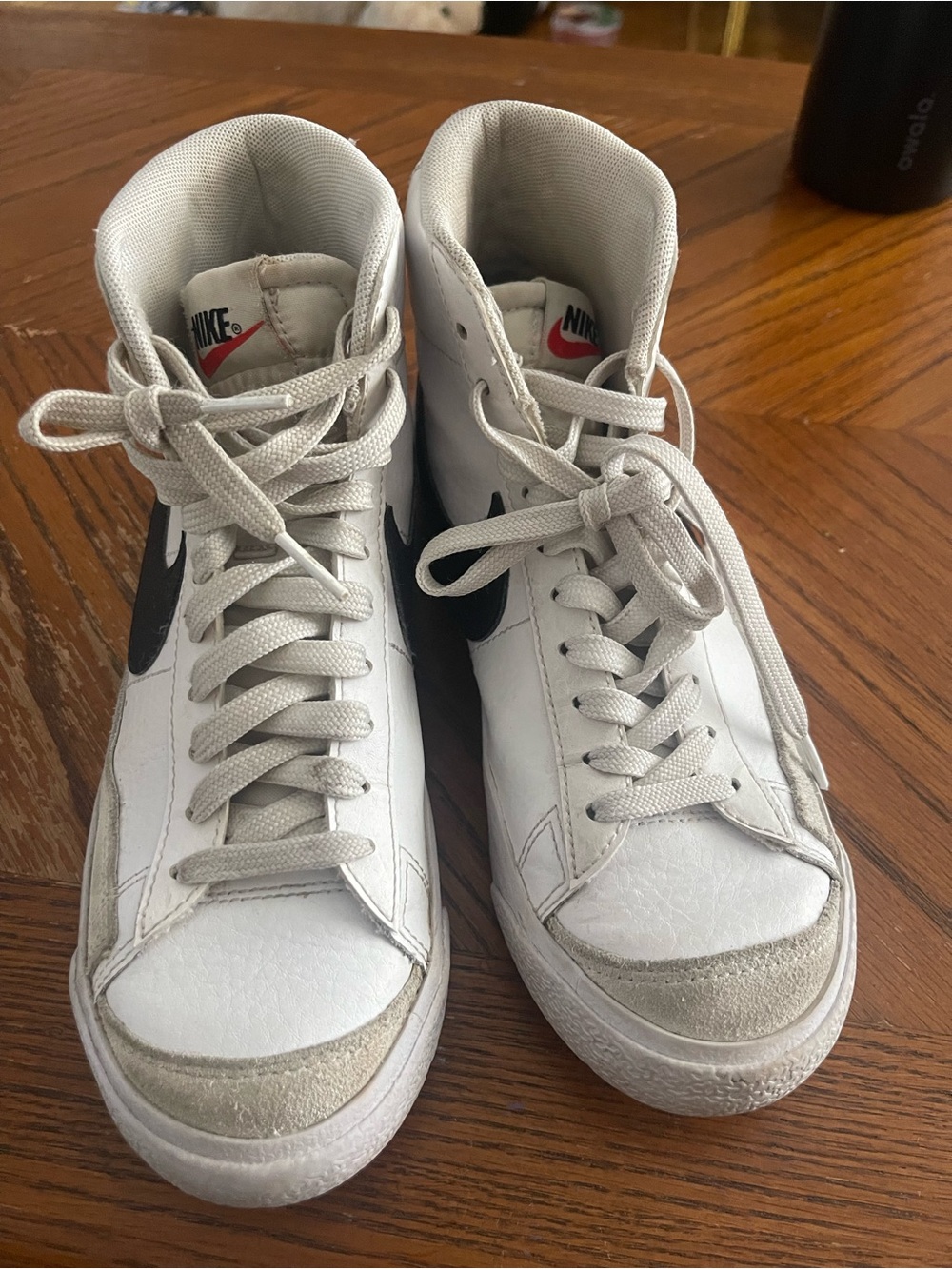 Nike Kids White and Black High-Top Sneakers